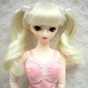 Wig / 8-9 inch / Twintails Ribbon Curly (White #1001)