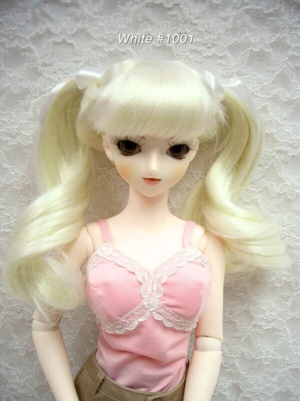 Wig / 8-9 inch / Twintails Ribbon Curly (White #1001)
