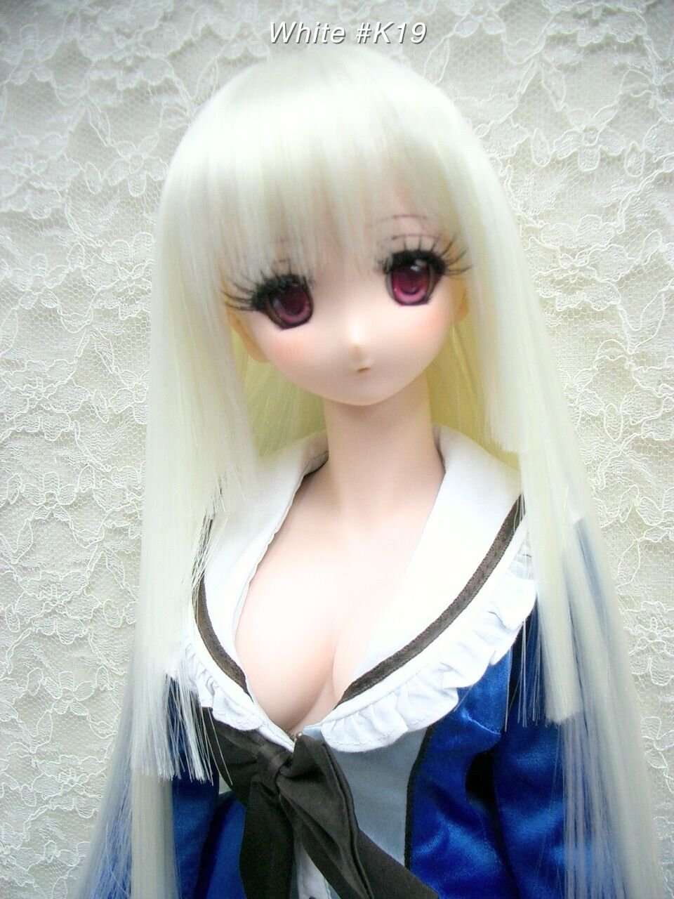 28100-8-9 milkwhite_K19 Wig / 8-9 inch / Princess-cut Long (White #K19)