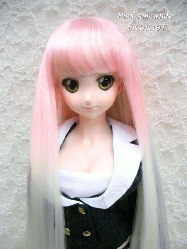 Wig / 8-9 inch / Super Long Straight *Length 38cm (Pink-milkwhite #K1/K19T)