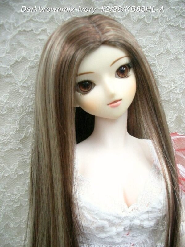 Wig / 8-9 inch / One-length Straight *Length 38cm (Darkbrownmix-ivory #2/28/KB88HL-A)
