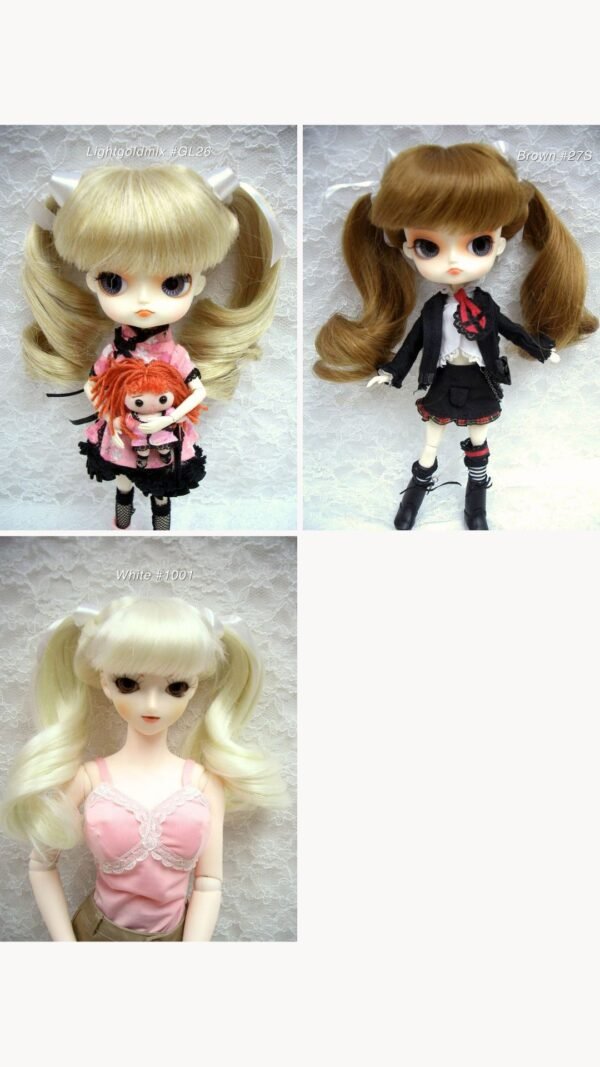 Wig / 8-9 inch / Twintails Ribbon Curly (White #1001)