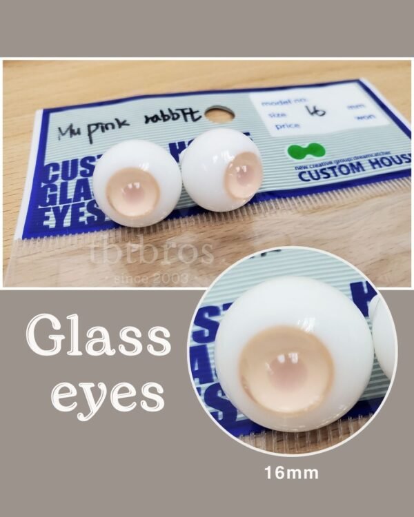 16mm Glass eyes (Custom House #Mu Pink Rabbit)