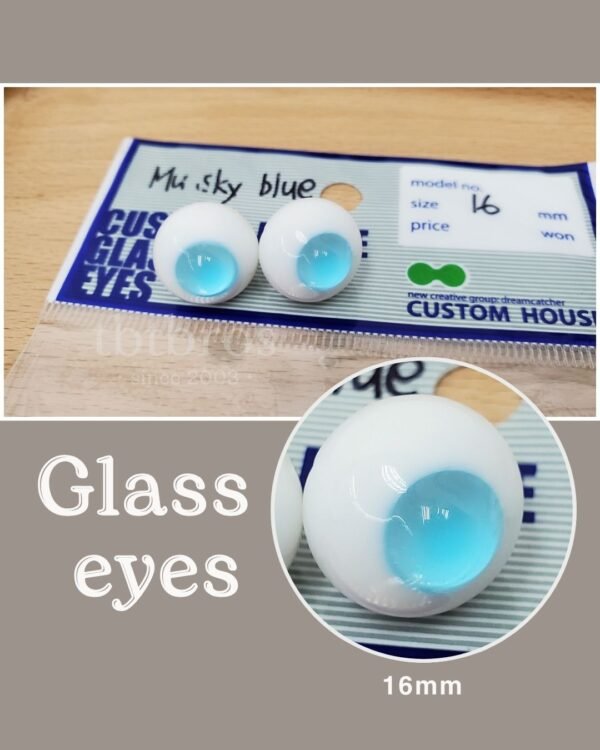 16mm Glass eyes (Custom House #Mu Sky Blue)