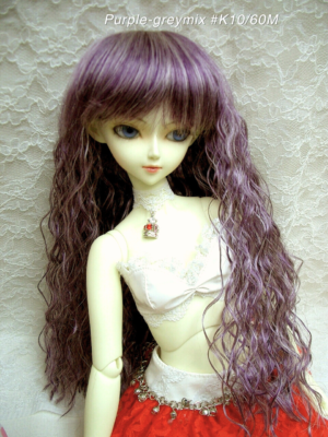 Wig / 9-10 inch / Long Wave (Purplegreymix #K10/60M)
