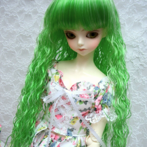Wig / 9-10 inch / Long Wave with Bangs (Vivid greenmix #K19/K4M)