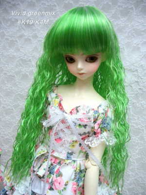 Wig / 9-10 inch / Long Wave (Vivid greenmix #K19/K4M)
