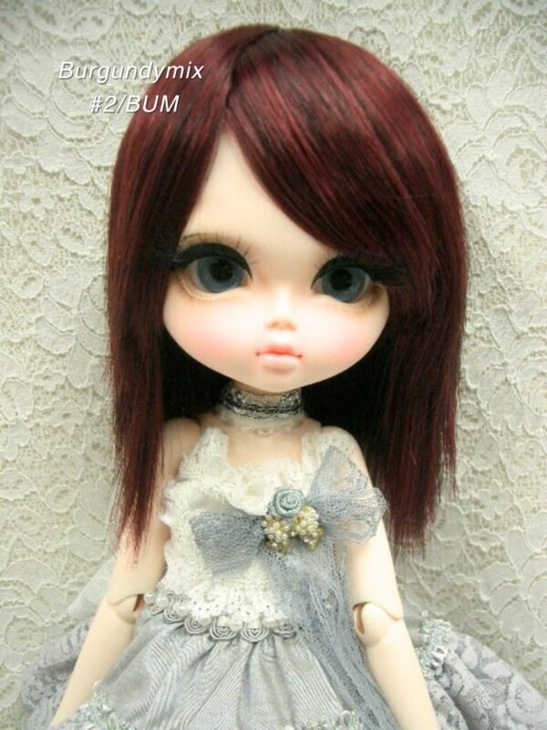 Wig / 11-12 inch / Semi-long Fluffy hair (Burgundymix #2/BU)