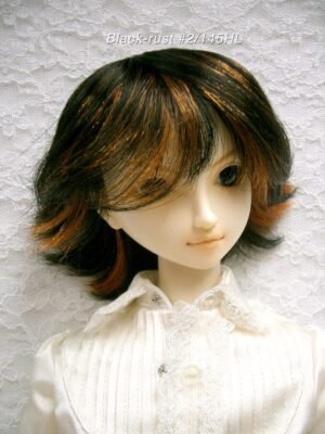 Wig / 9-10 inch / Short Wolf-cut (Black-rust #2/145HL)