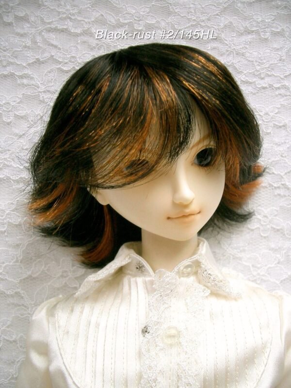 Wig / 9-10 inch / Short Wolf-cut (Black-rust #2/145HL)