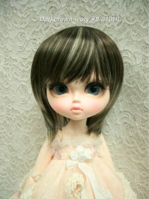 Wig / 11-12 inch / Short Bob with a tail (Darkbrown-ivory #8/613HL)