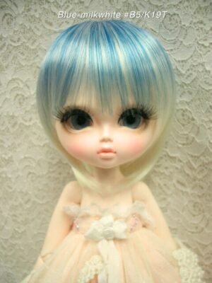 Wig / 11-12 inch / Short Bob with a tail (Blue-milkwhite #B5/K19T)