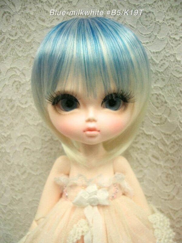 Wig / 11-12 inch / Short Bob with a tail (Blue-milkwhite #B5/K19T)