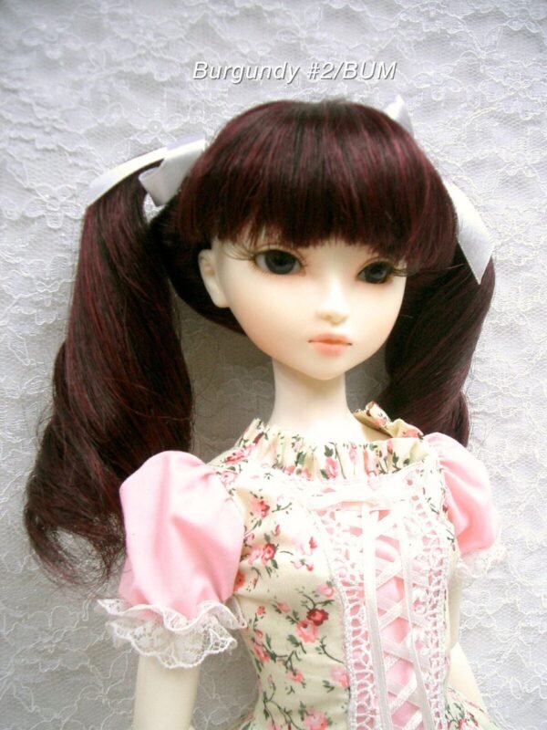 Wig / 9-10 inch / Twin-tails Ribbon Curls (Burgundy #2/BUM)