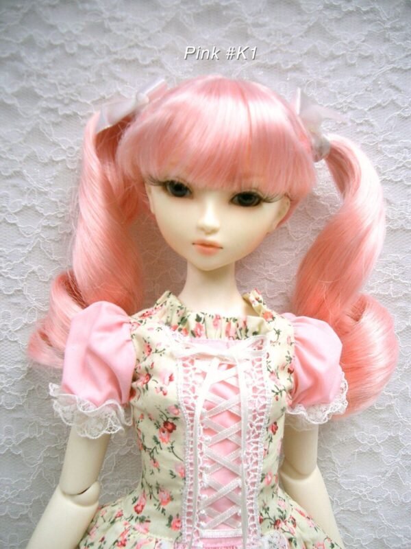 Wig / 9-10 inch / Twin-tails Ribbon Curls (Pink #K1)