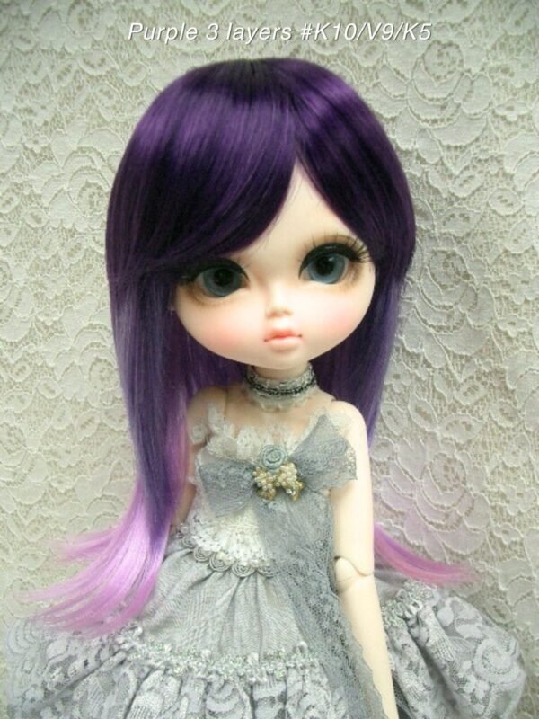 Wig / 11-12 inch / Semi-long Shaggy (Purple 3 layers #K10/V9/K5)