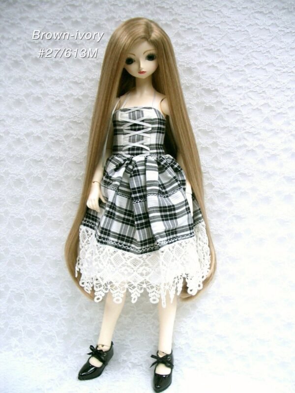 Wig / 9-10 inch / One-length Long Straight *50cm (Brown-ivory #27/613M)