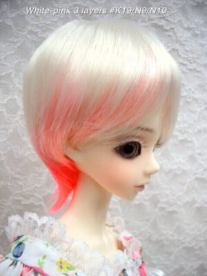 Wig / 9-10 inch / Short with a tail (White-pink 3 layers #K19/N9/N10)