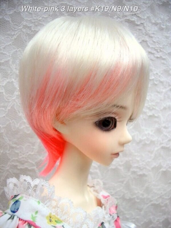Wig / 9-10 inch / Short with a tail (White-pink 3 layers #K19/N9/N10)