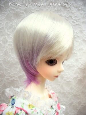 Wig / 9-10 inch / Short with a tail (White-purple 3 layers #K19/KF5/K5)