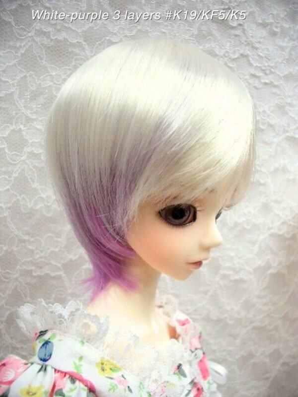 Wig / 9-10 inch / Short with a tail (White-purple 3 layers #K19/KF5/K5)