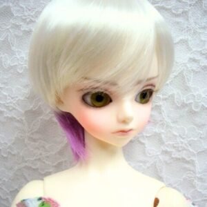 Wig / 9-10 inch / Short with a tail (White-purple #K19/K5)