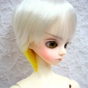 Wig / 9-10 inch / Short with a tail (White-yellow #K19/K2)
