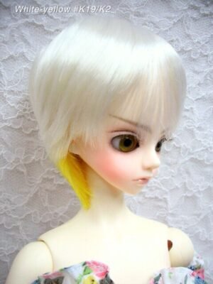 Wig / 9-10 inch / Short with a tail (White-yellow #K19/K2)