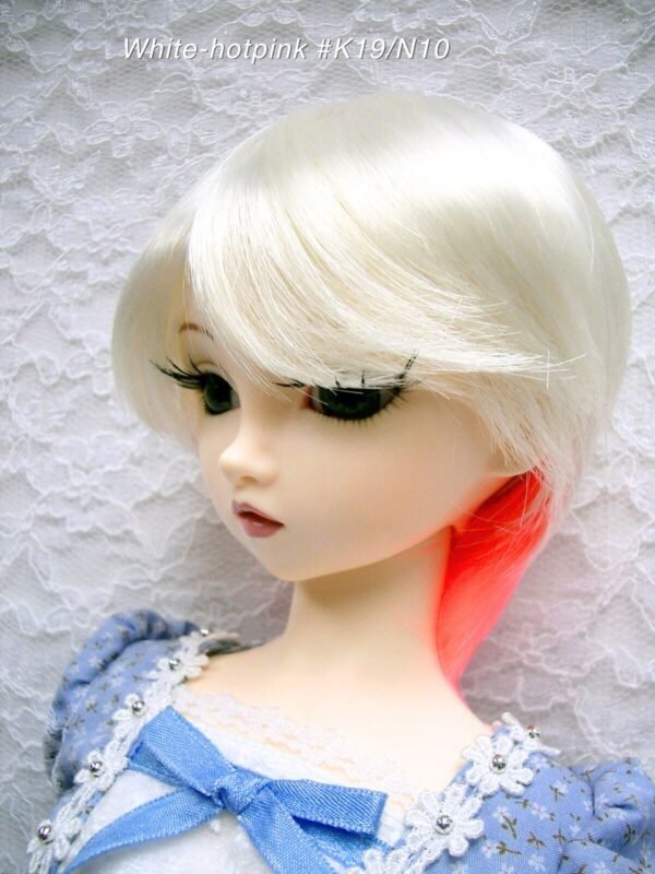 Wig / 9-10 inch / Short with a tail (White-hotpink #K19/N10)