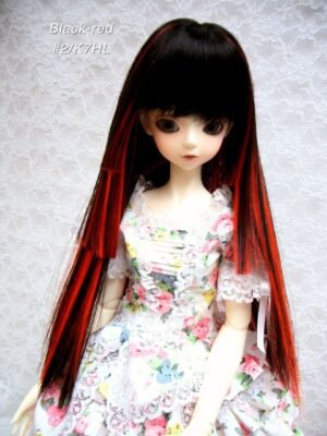Wig / 9-10 inch / Princess-cut Long (Black-red #2/K7HL)