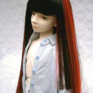 Wig / 9-10 inch / Long straight with Princess-cut (Black-red #1B/K7HL)