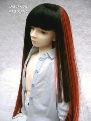 Wig / 9-10 inch / Long straight with Princess-cut (Black-red #1B/K7HL)