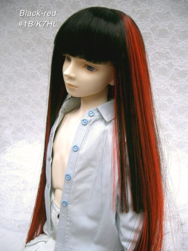 Wig / 9-10 inch / Long straight with Princess-cut (Black-red #1B/K7HL)
