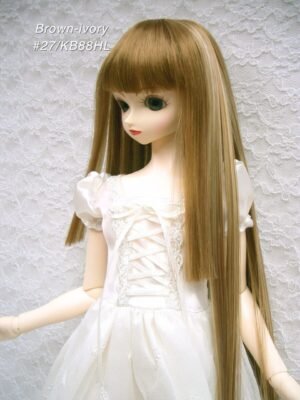 Wig / 9-10 inch / Long straight with Princess-cut (Brown-ivory #27/KB88HL)