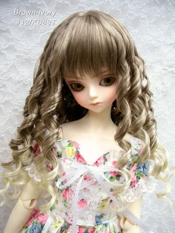 Wig / 9-10 inch / Curly Hair (Brown-ivory #12/KB88T)
