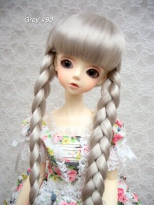 Wig / 9-10 inch / Twin-tails Braided Hair (Grey #60)