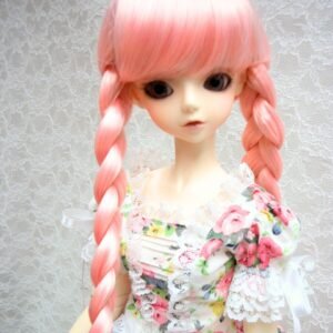Wig / 9-10 inch / Twin-tails Braided Hair (Pink #K1)