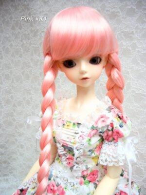 Wig / 9-10 inch / Twin-tails Braided Hair (Pink #K1)
