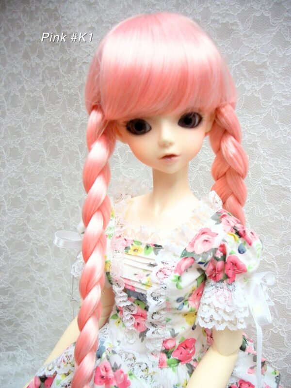 Wig / 9-10 inch / Twin-tails Braided Hair (Pink #K1)