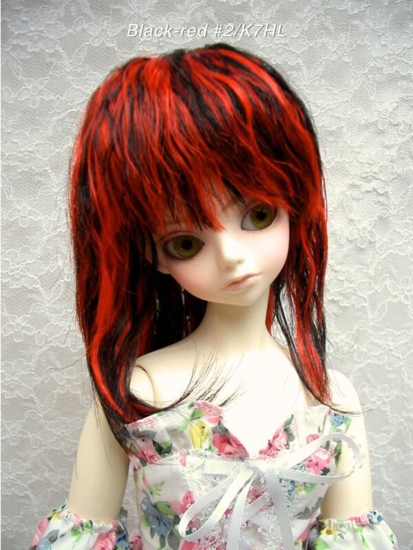 Wig / 9-10 inch / Medium Wave (Black-red #2/K7HL)