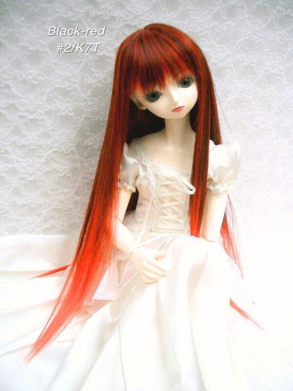 Wig / 9-10 inch / Long straight with Bangs (Black-red #2/N7T)