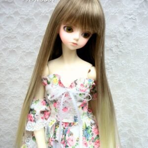 Wig / 9-10 inch / Long straight with Bangs (Brown-ivory #12/KB88T)