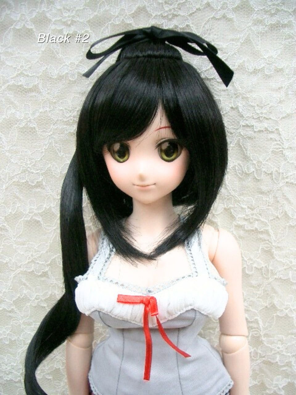 28243-8-9 black_2 Wig / 8-9 inch / Ribbon Top Knot (Black #2)