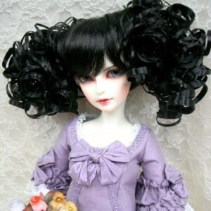 Wig / 8-9 inch / Twin-tails Volume Curls with Bangs (Black #2)