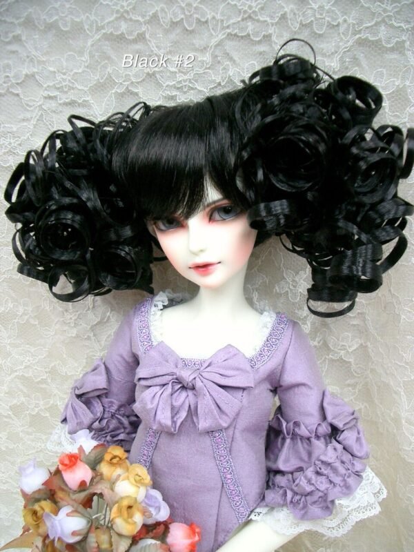 Wig / 8-9 inch / Twin-tails Volume Curls with Bangs (Black #2)