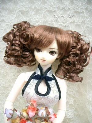 Wig / 8-9 inch / Twin-tails Volume Curls with Bangs (Brown #27)