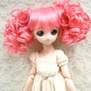 Wig / 8-9 inch / Twin-tails Volume Curls with Bangs (Vivid pink #RD600)