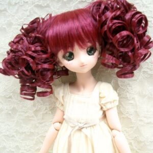 Wig / 8-9 inch / Twin-tails Volume Curls with Bangs (Wine #RD910)