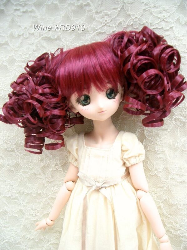 Wig / 8-9 inch / Twin-tails Volume Curls with Bangs (Wine #RD910)
