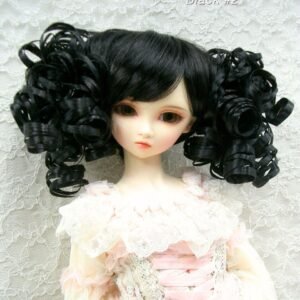 Wig / 9-10 inch / Twin-tails Volume Curls with Bangs (Black #2)